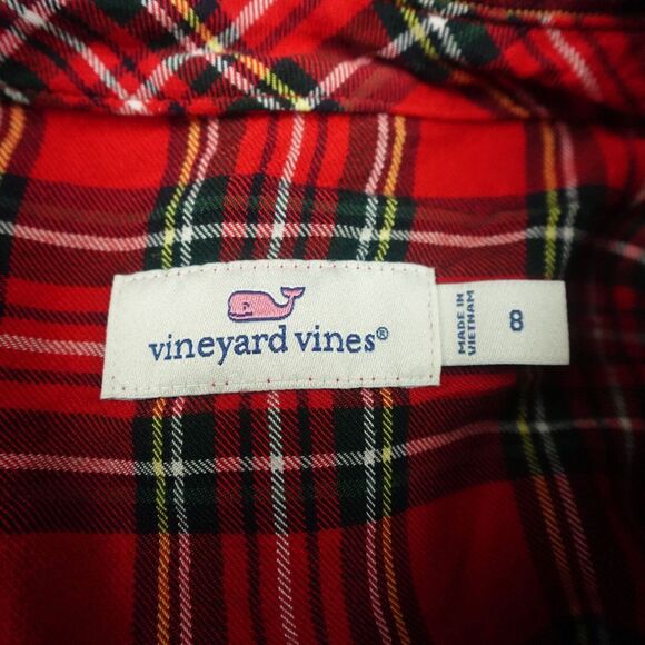 Vineyard Vines Shirt Womens 8 Red Plaid Weekend Button Down‎ Relaxed Christmas - Picture 3 of 14